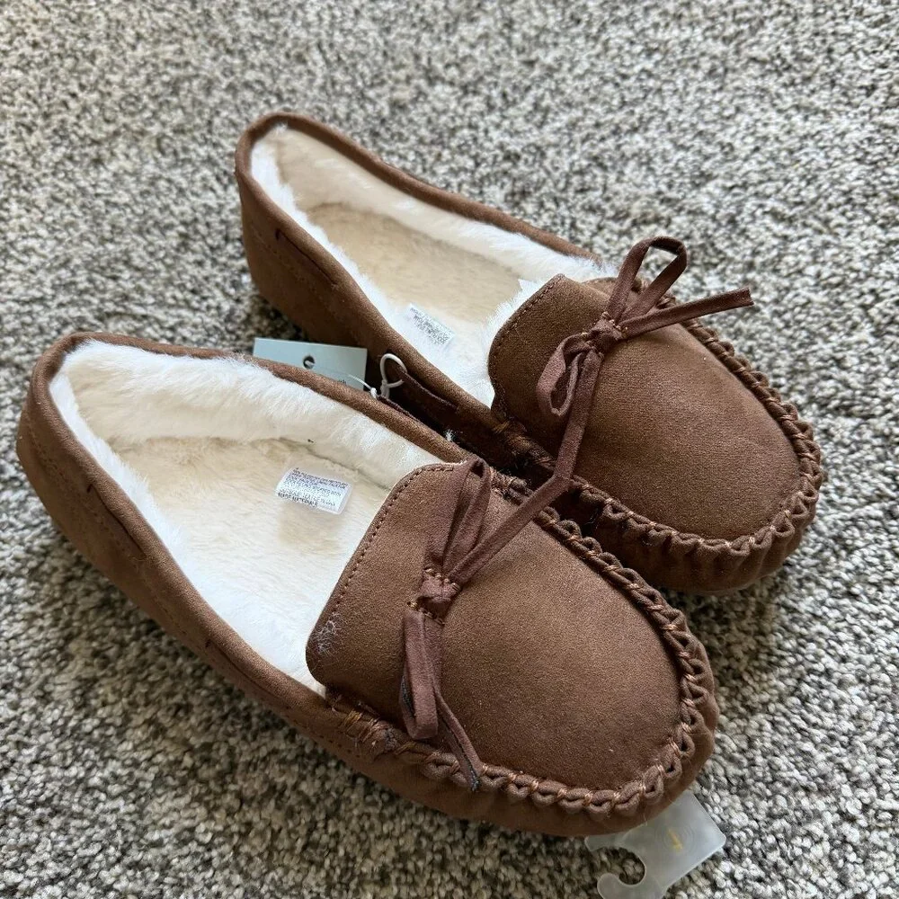 Girls' Cadi Moccasin Slippers Dark Chestnut - Cat & Jack™ 1 Big Girl
